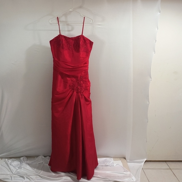 Fiesta Women's Large Red Floral Prom Dress W/Scarf - Picture 1 of 12